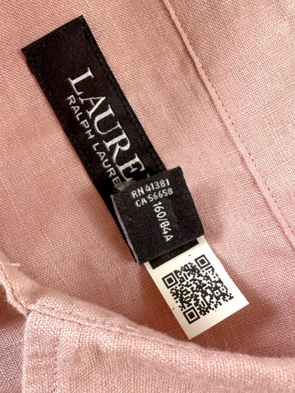 Ralph Lauren Pink Linen Shirt PS Petite Button Down Roll Tab Sleeve Office Siren - Picture 7 of 7